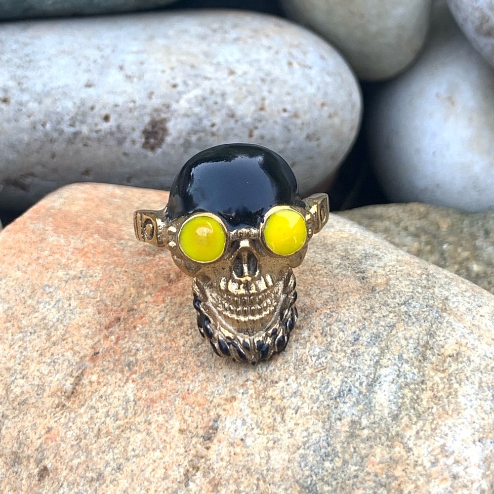 Goggled Biker Skull Ring - Picture 1 of 3